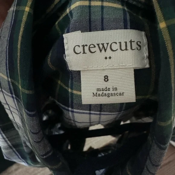 Crewcuts Navy and Green Plaid Button-Down Shirt - Picture 3 of 3